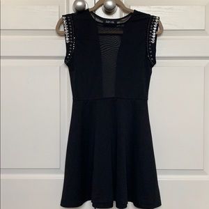 Fabrik black mesh front and back cocktail dress